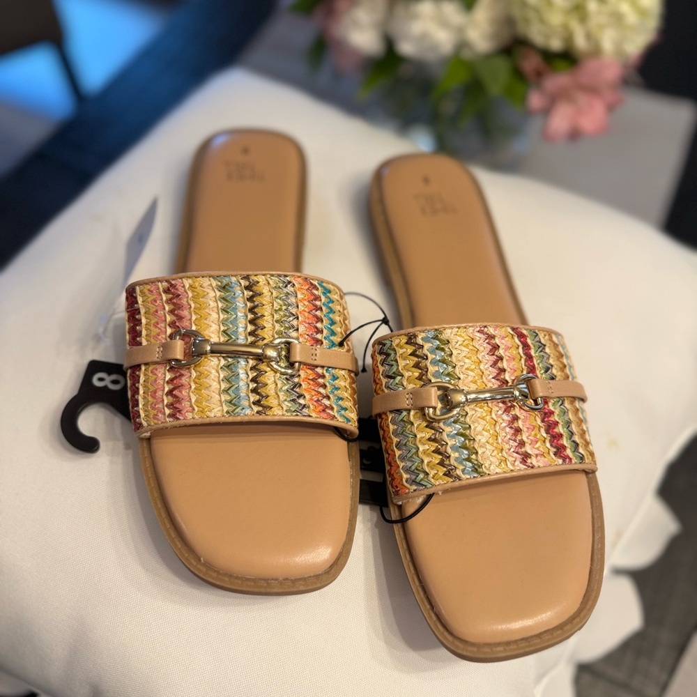 Colorful Woven Slide Sandals With Memory Foam Size 8 NWT